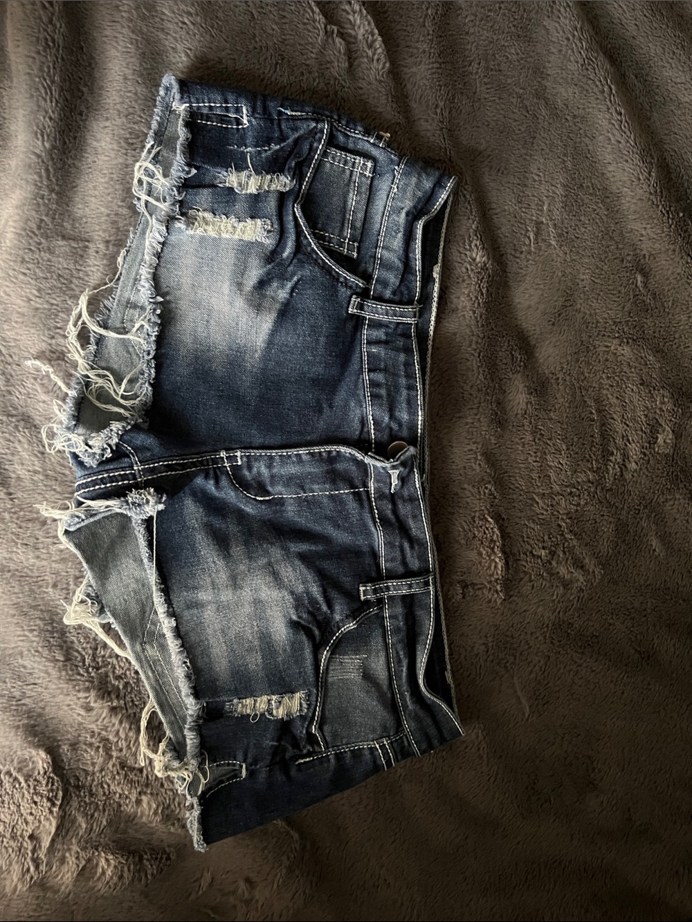 SHEIN Dark Blue Distressed Denim Shorts